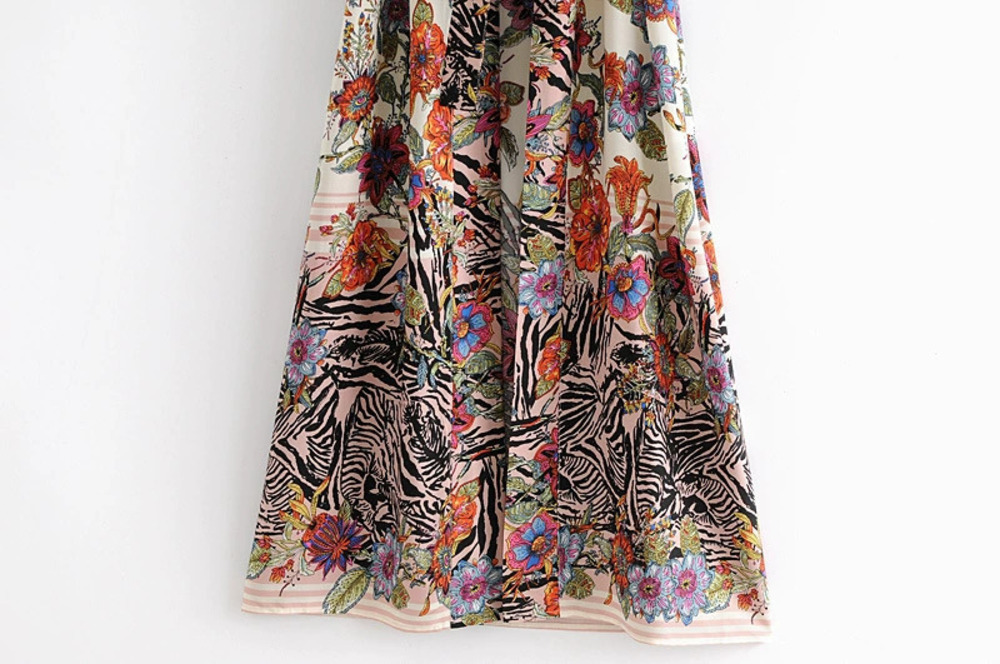 Rayon Water Print Kimono with Attached Belt